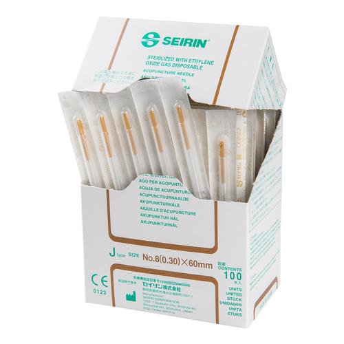 S-J3060 SEIRIN J-type needle with guide tube; Diameter 0.30 mm Length 60 mm Colour brown, 1002429 [S-J3060], Acupuncture Needles SEIRIN