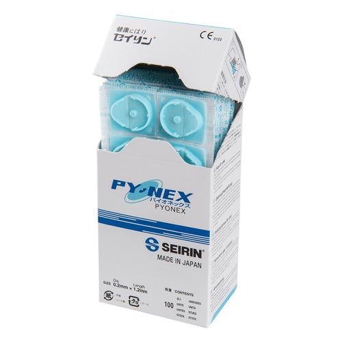 &Uacute;J PYONEX &ndash; A gyeng&eacute;d tart&oacute;s tű &uacute;j k&ouml;nt&ouml;sben 0,20 mm &aacute;tm&eacute;rőjű 1,20 mm hossz&uacute; k&eacute;k, 1002464 [S-PB], Akupunkt&uacute;r&aacute;s tűk SEIRIN