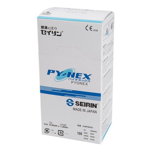 New PYONEX – La nuova versione dell'ago dolce di lunga durata
Diametro 0,20 mm,
Lunghezza 1,20  mm, Colore blu, 1002464 [S-PB], Aghi per agopuntura SEIRIN