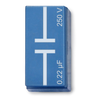Condensador 0,22 µF, 250 V, P2W19, 1012945 [U333053], Sistema de elementos enchufables
