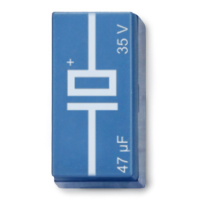 Condensador 47 µF, 35 V, P2W19, 1012958 [U333066], Sistema de elementos enchufables
