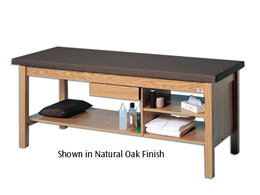 Hausmann Ind. Treatment Table w/ Drawer and Storage Shelf, Natural Oak, W42704, Camillas para terapia