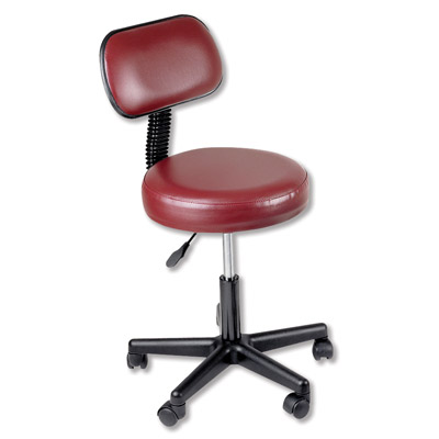 Pneumatic Stool - Burgundy with Back, W50255, Stools