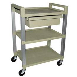 Three Shelf Poly Cart with Drawer, W56110D, Carts