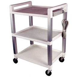 Three Shelf Poly Cart with Power Strip, W56110P, Carts