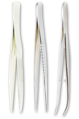 Fine Point Forceps, 4.5", Curved, Nickel, W57915, Dissection Instruments