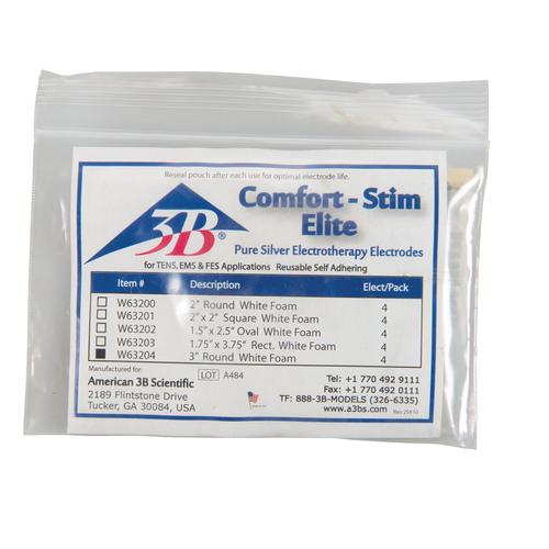 3B Comfort-Stim Elite Foam Electrodes, 3" Round, W63204, Electrotherapy Electrodes