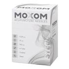 Akupunkturnadeln mit Stahlwendelgriff, silikonisiert - MOXOM Steel: 100 Nadeln je 0,20x15 mm (mit Führung), 1022108, Akupunkturnadeln MOXOM