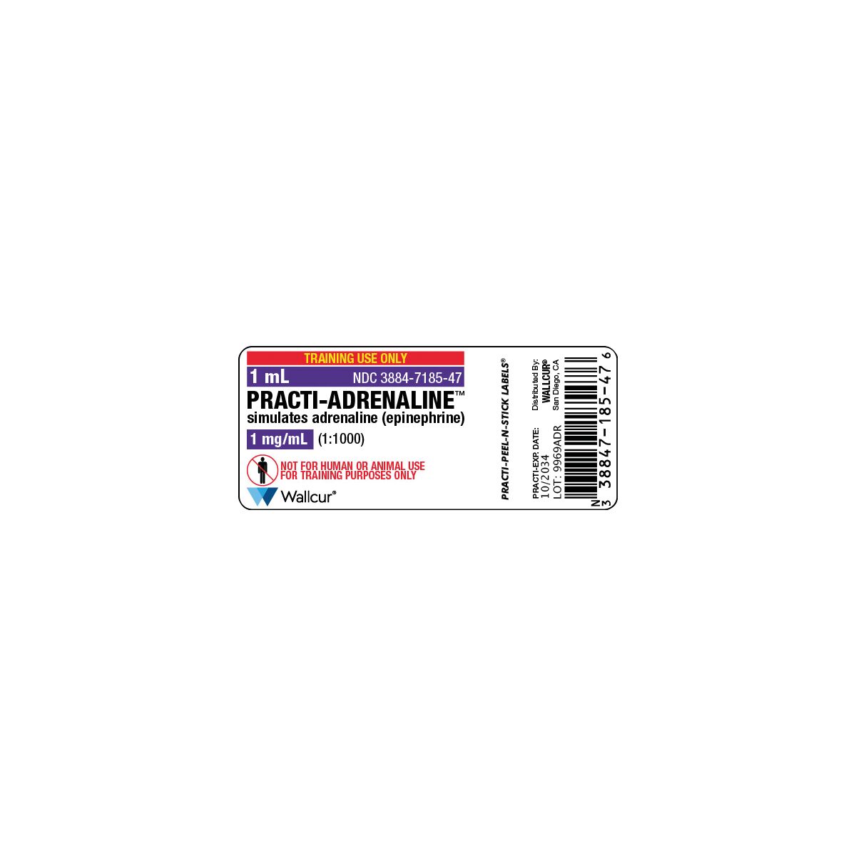 Practi-Adrenaline 1mg/1mL Vial Label (Pack of 100) | 1026025 | Wallcur ...