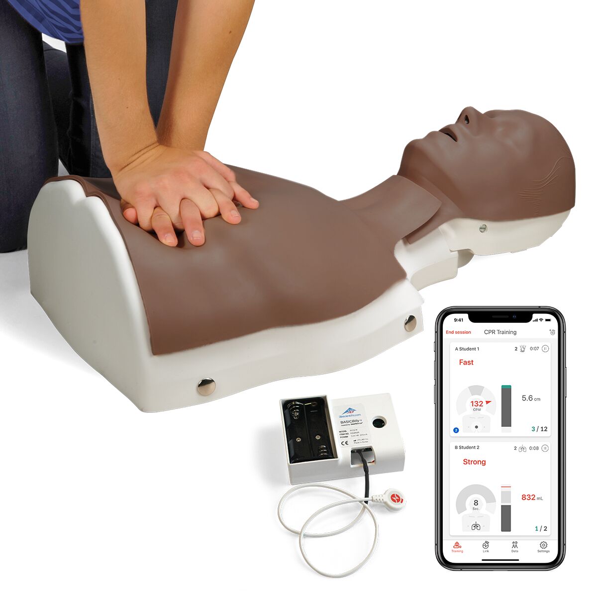 CPR 시뮬레이터 BASIC Billy+ (어두운 피부) Basic Life Support Simulator BASIC ...