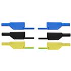Set of Three Safety Experiment Leads, 75 cm, yellow/green, blue, black, 1017719 [U13818], Experiment Leads and Cables