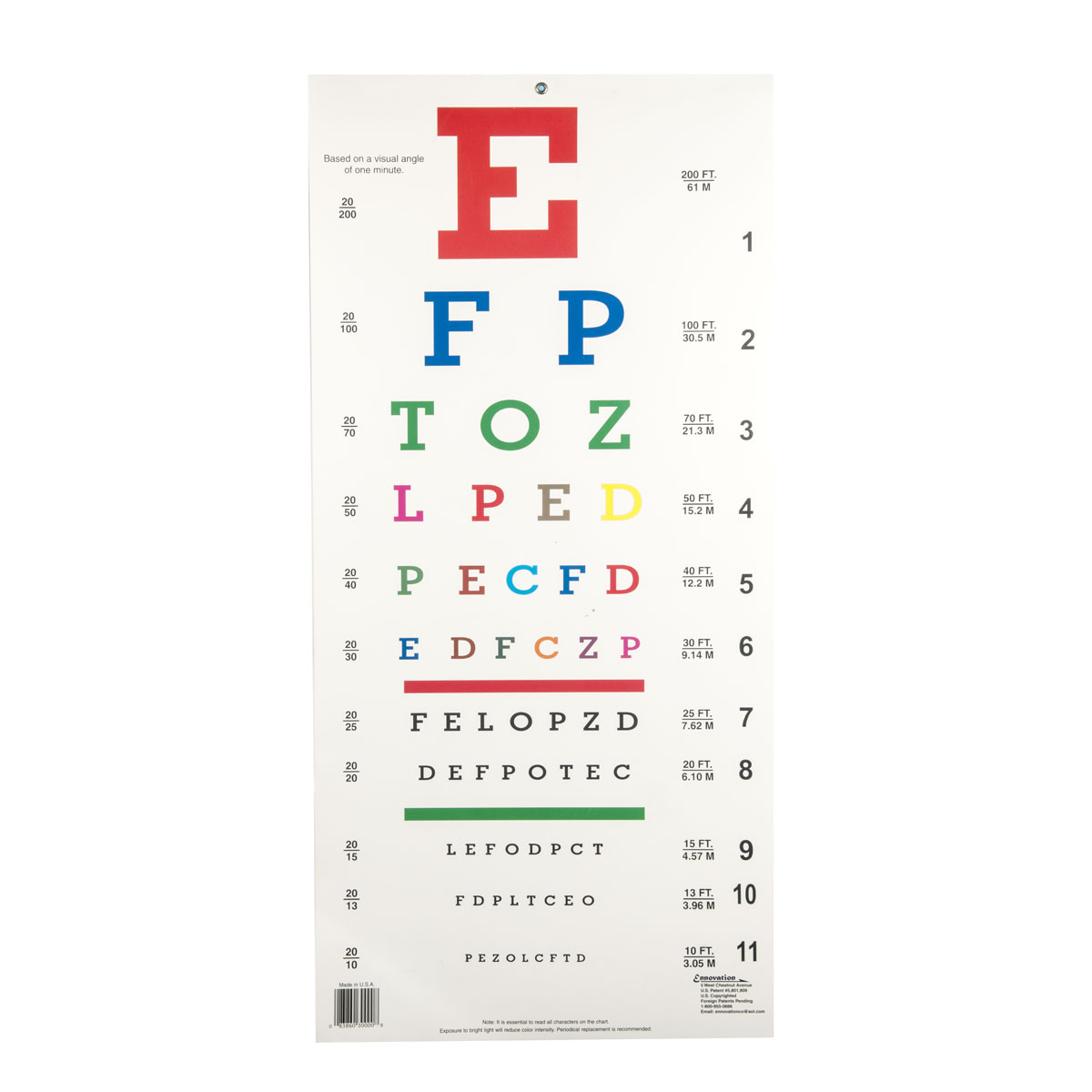 Snellen Colored Eye Chart - 1018324 - W58500 - Eye-Chart - Human Eye Models